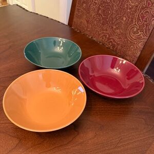 Set Of 3 Vintage Pottery Barn Colors Collection 7” Coupe Soup Bowls *RARE*